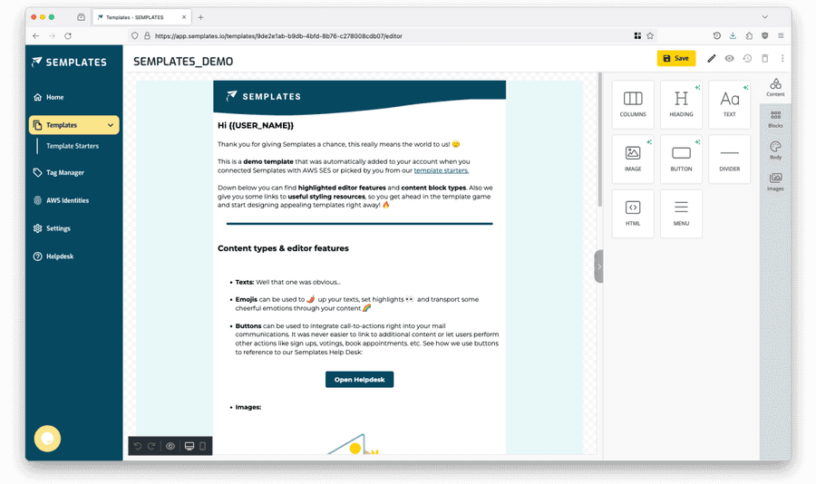 Create, edit and send email templates on AWS without a single line of code